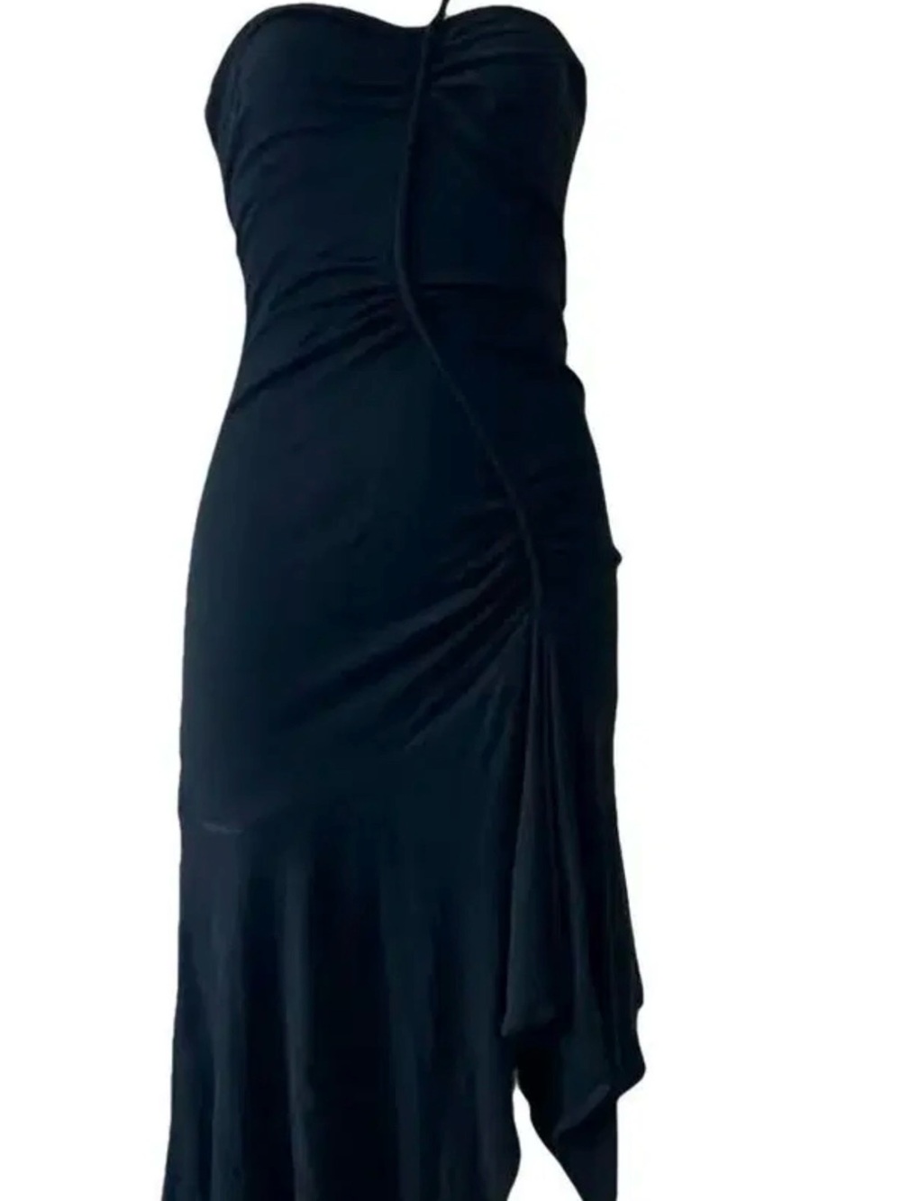 2003 FALL/WINTER Versace Strapless Black Ruched Evening Dress Size: IT 40 / US 2